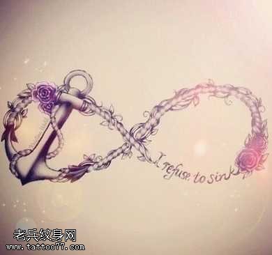 手稿很漂亮的船锚纹身图案