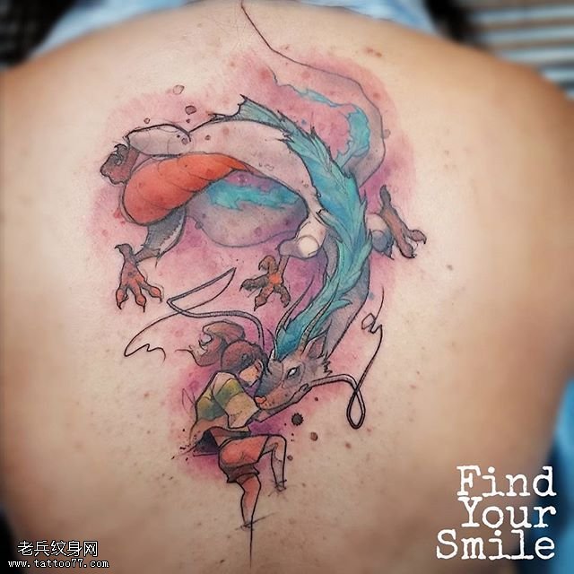 背部的麒麟纹身图案