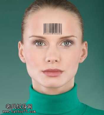 额头条形码纹身图案