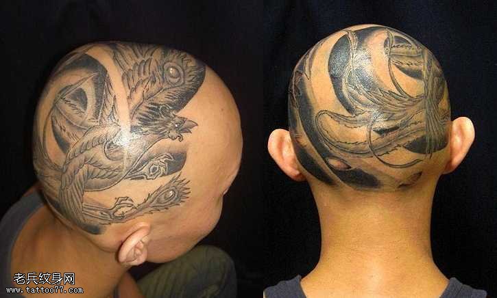 头部凤凰纹身图案