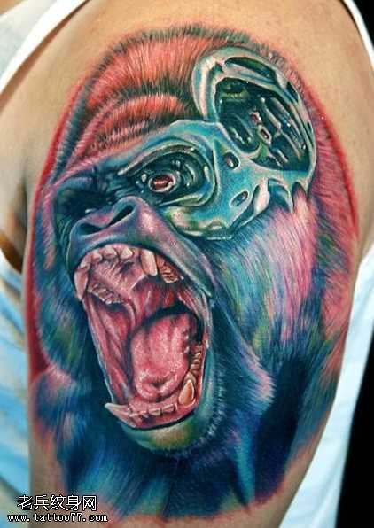 胳膊猩猩纹身图案