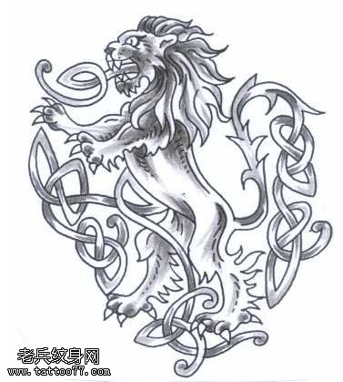 帅气简单的狮子和图腾纹身图案