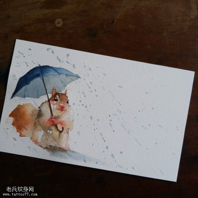 手稿的小松鼠纹身图案