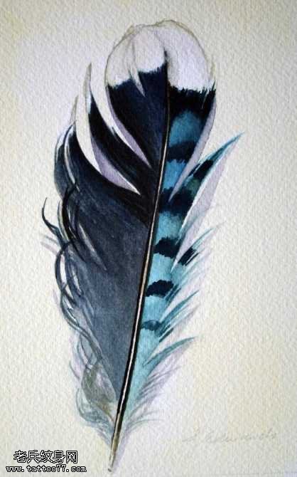 手稿非常好看羽毛纹身图案
