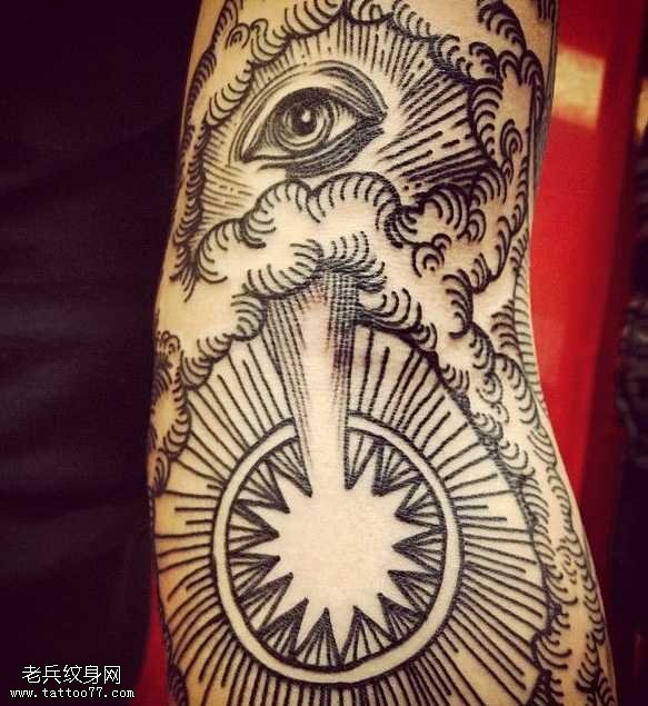 腰部上帝之眼图腾纹身图案