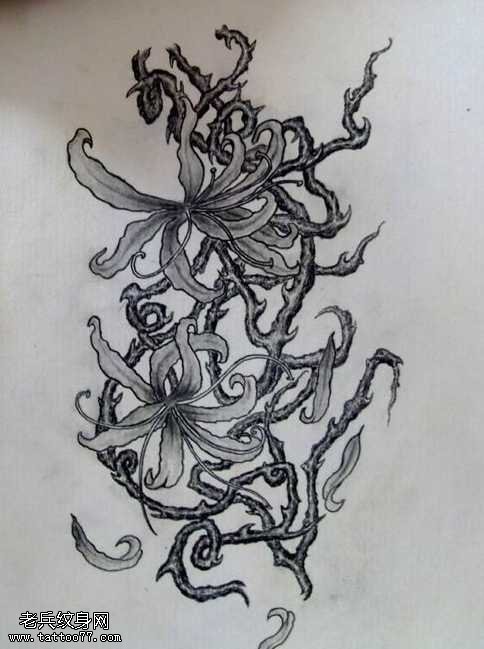 手稿彼岸花纹身图案