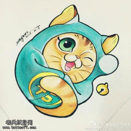 手稿彩绘达摩蛋纹身图案