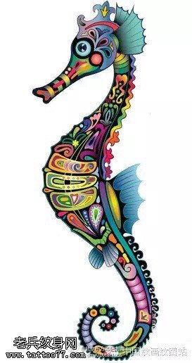 手稿七彩龙纹身图案
