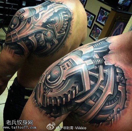 经典机械臂纹身图案
