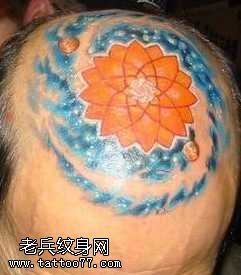 头部彩色3D纹身图案