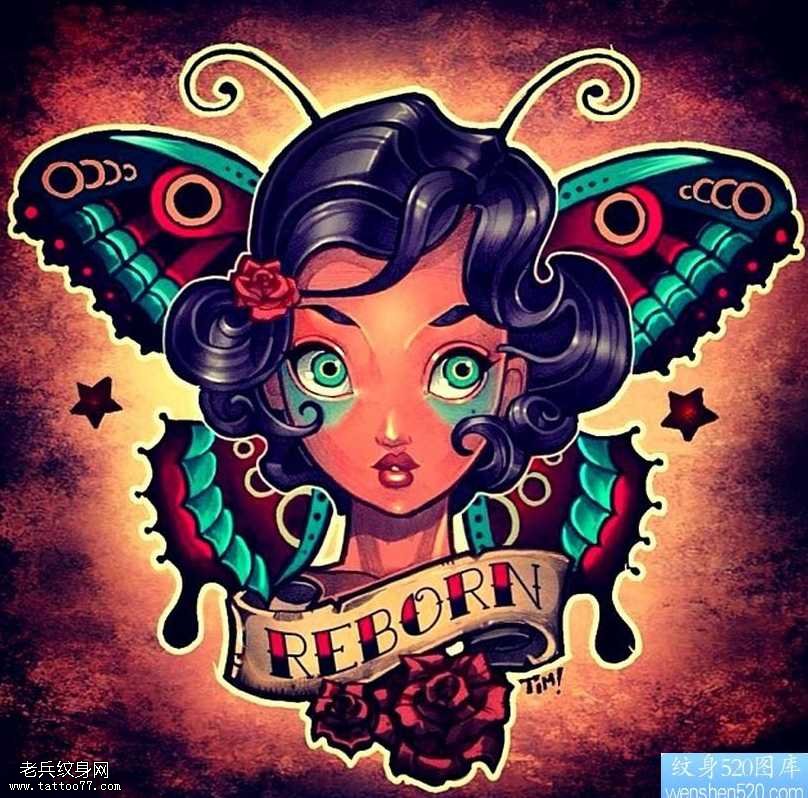 手稿欧美女郎纹身图案