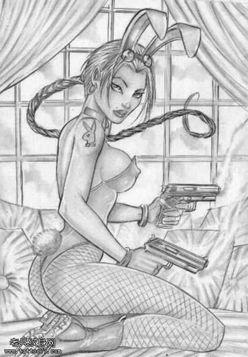 一幅兔女郎纹身图案