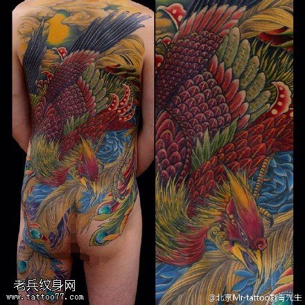 满背凤凰纹身图案