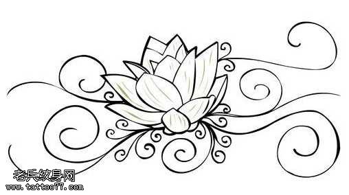 手稿一张非常简单的莲花纹身图案