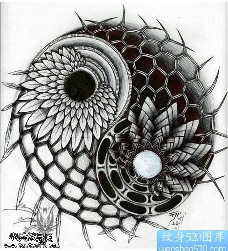 手稿八卦纹身图案