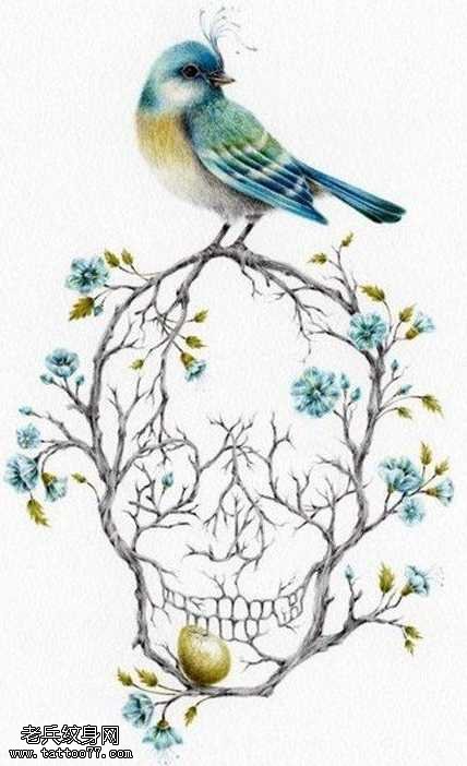 鸟纹身素描纹身图案