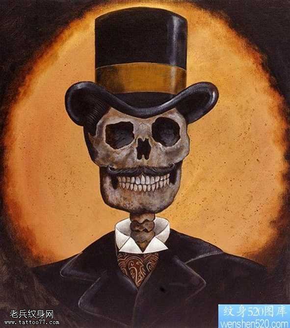 手稿骷髅纹身图案