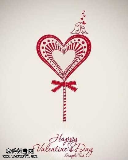 手稿爱心纹身图案