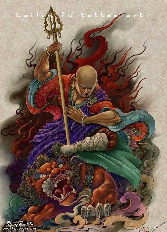 手稿一幅罗汉纹身图案