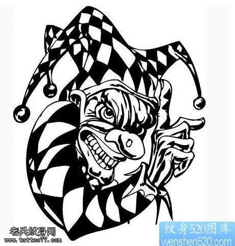 手稿一幅小丑纹身图案
