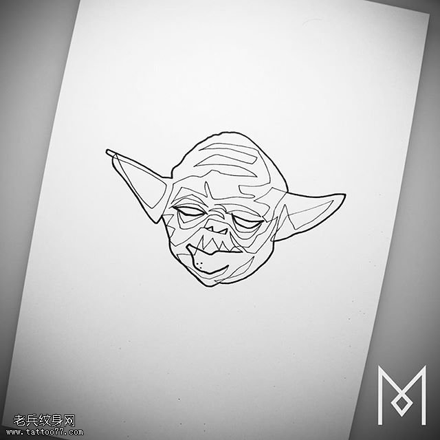 手稿线条抽象图纹身图案