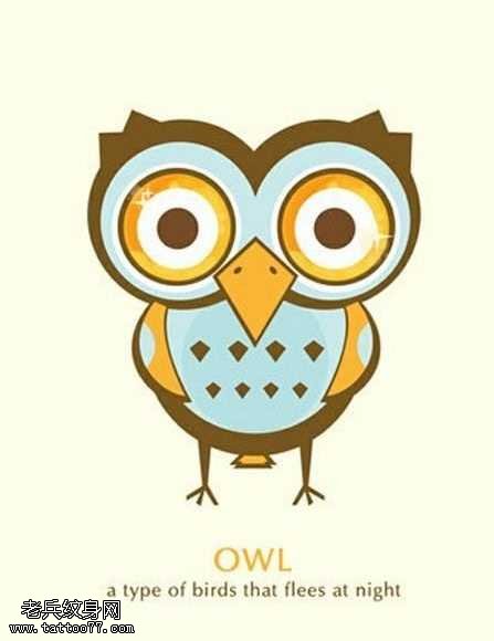 手稿一幅猫头鹰纹身图案