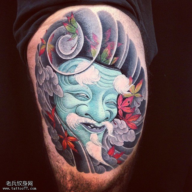 大腿的白胡子老人纹身图案缩略频道推荐图