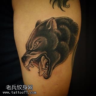 胳膊的黑豹纹身图案