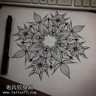 逼真写实手稿梵花纹身图案