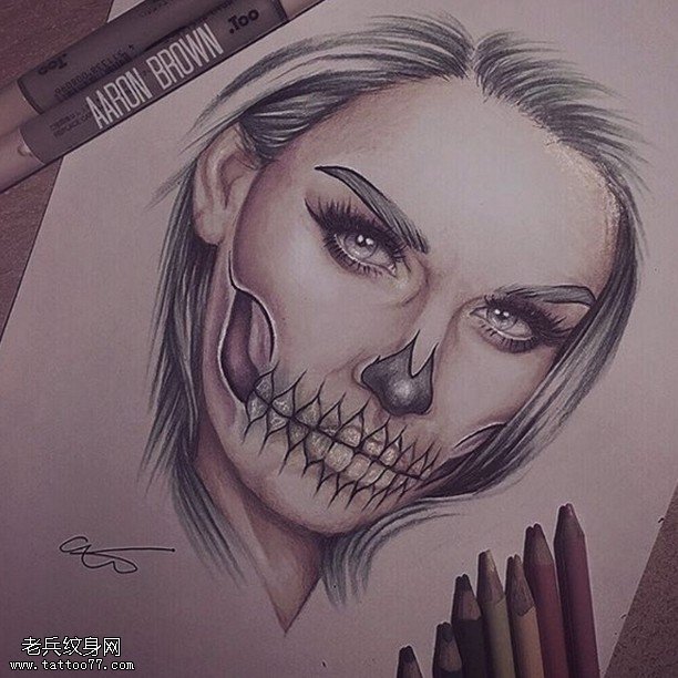 被封口的女人纹身图案