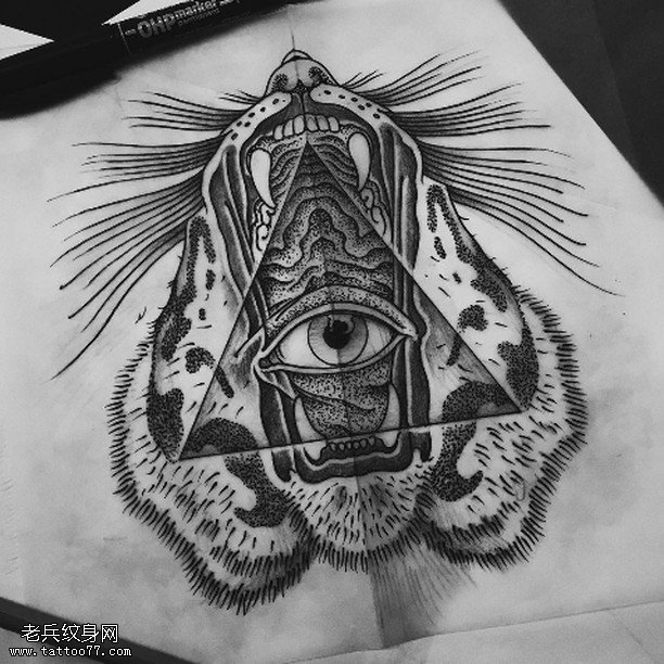 手稿飞蛾眼睛纹身图案