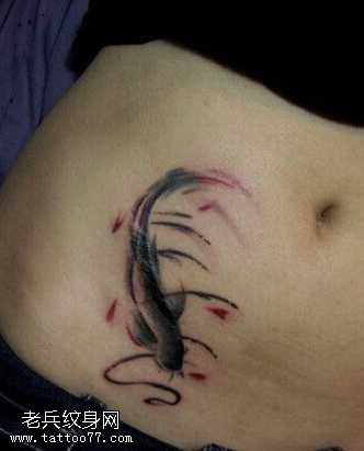 黑金鱼纹身图案