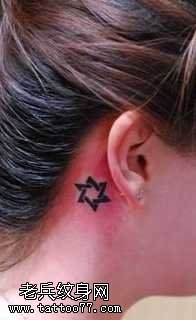 耳部图腾六芒星纹身图案