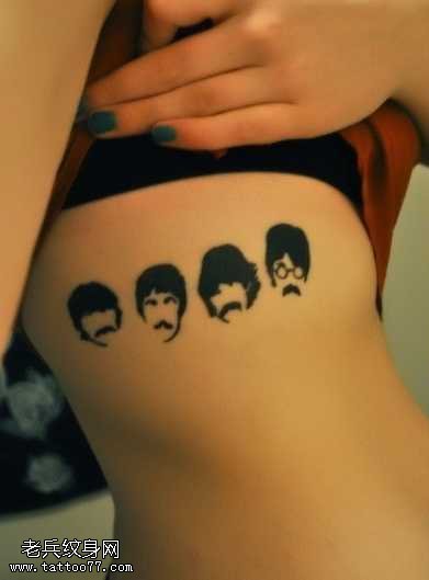 腰部黑白肖像图案