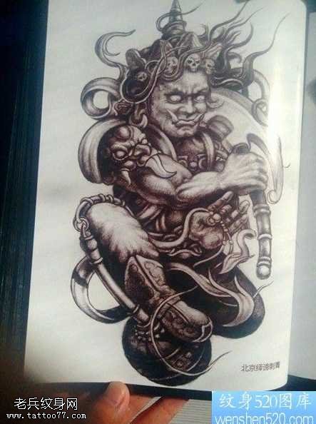 手稿雷神纹身图案