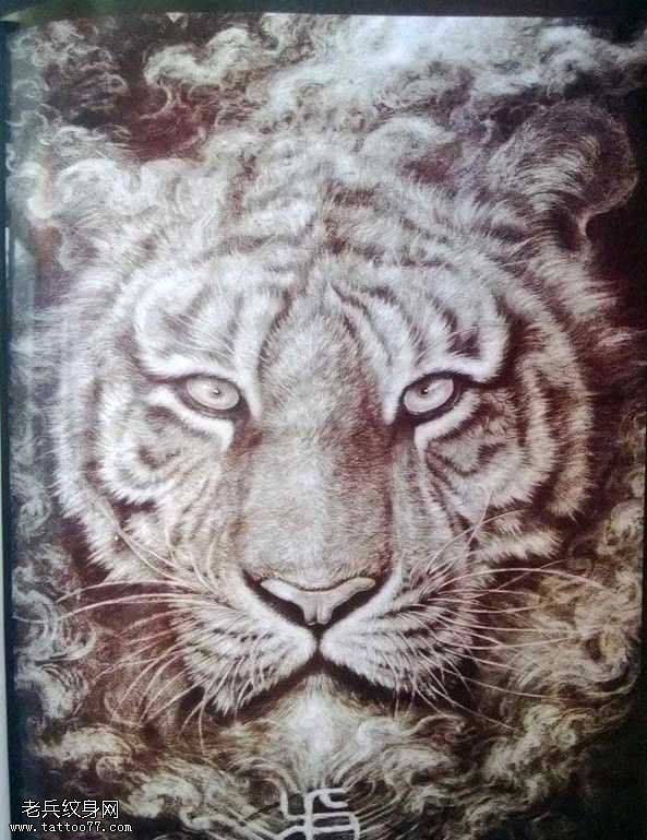手稿白虎之王纹身图案
