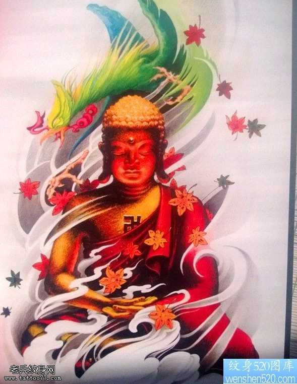 手稿传统年鉴红佛纹身图案