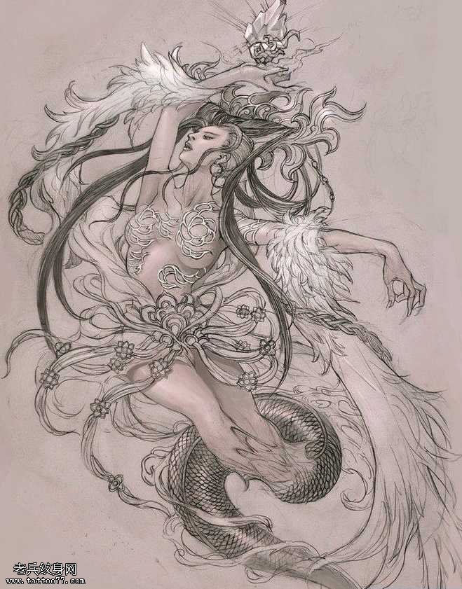 一幅人物素描纹身图案