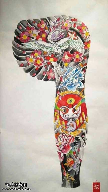 手稿半甲纹身图案