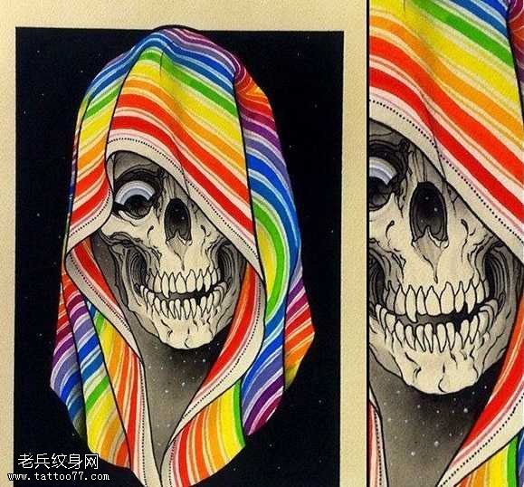 手稿一幅彩色死神纹身图案