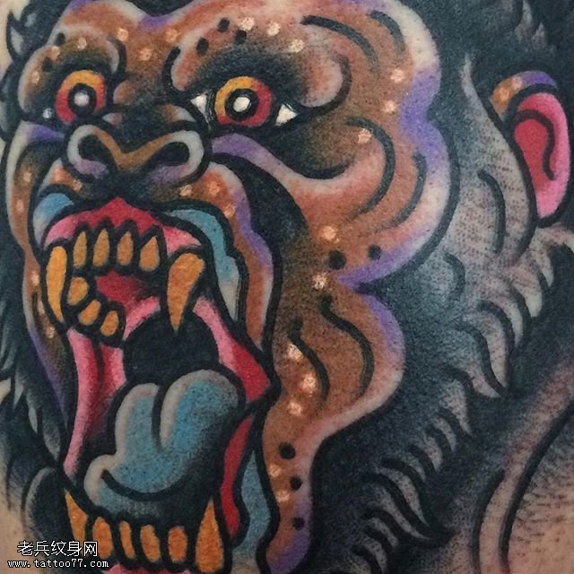 彩绘猴子纹身图案