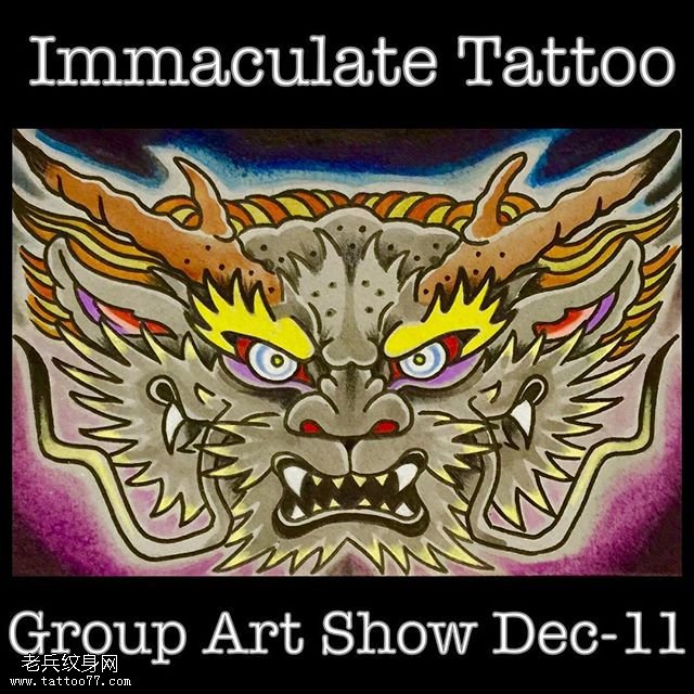 欧美风龙头纹身图案