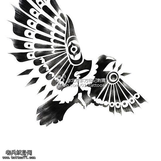 手稿抽象的老鹰纹身图案