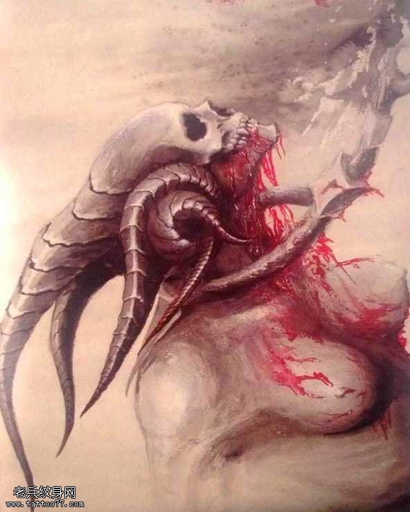 异形骷髅纹身图案