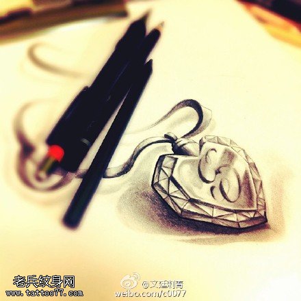 素描立体的钻石手稿纹身图案