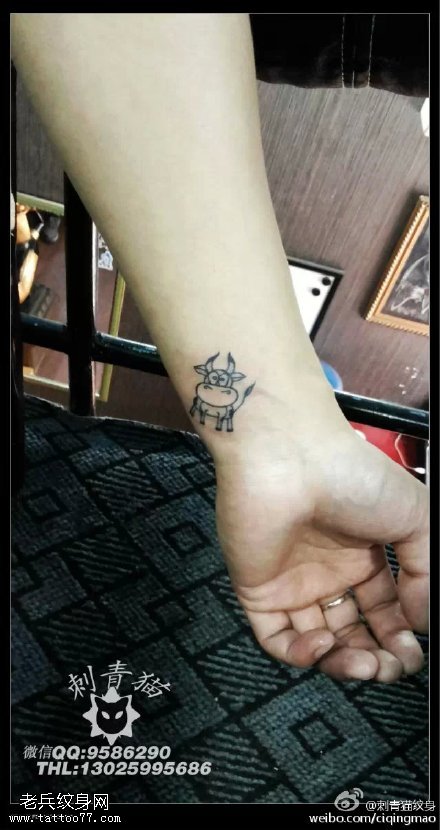 精致清新的小牛纹身图案缩略频道推荐图