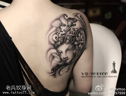 唯美神秘美女纹身图案