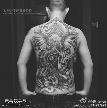 霸气威风象神纹身图案