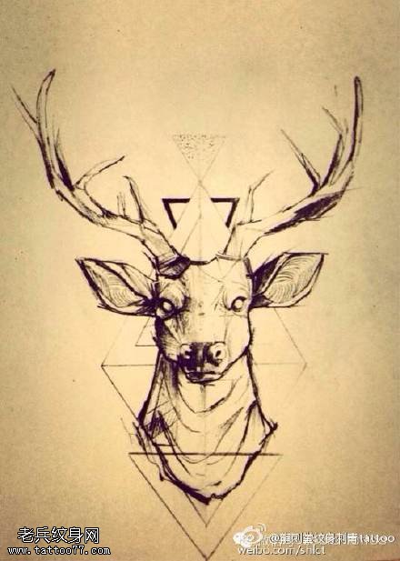 三角形黄金比例鹿头纹身图案缩略频道推荐图