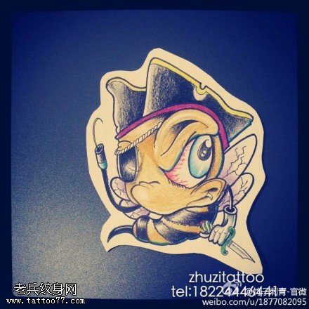 插画风小蜜蜂纹身图案